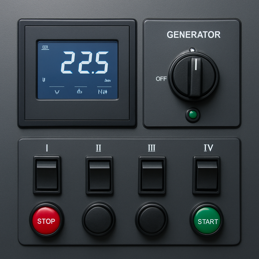 Generator control panel with digital display