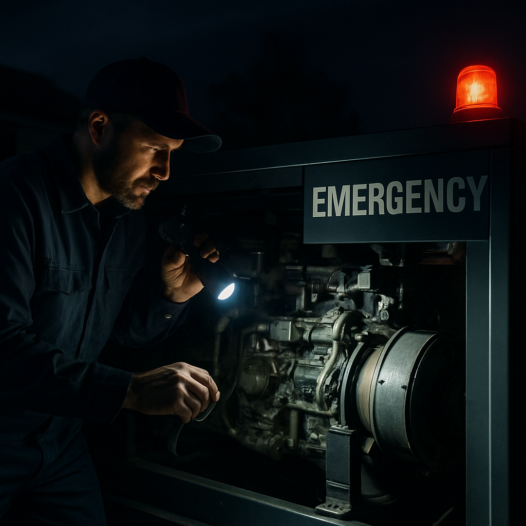 Emergency generator repair at night